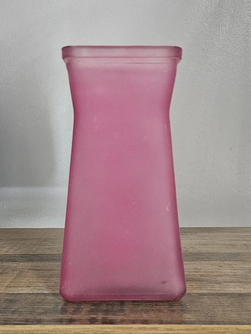 Frosted Pink Square Glass Gathering Vase - Home Accents Pink
